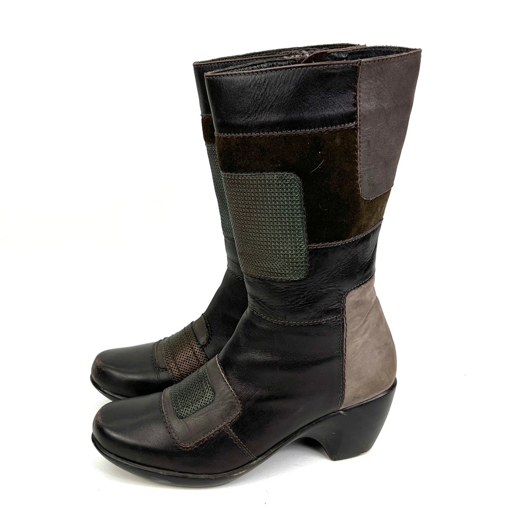 Naot Paradise Black Suede & Leather Mid-Calf Boot, Size 6